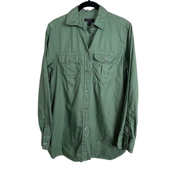 J. Crew Shirt Top Women's size 2 Olive Green Long Sleeve - Picture 1 of 5